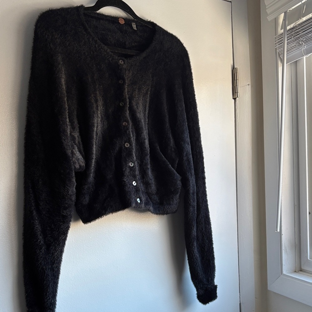 Free People Cozy Black Cardigan